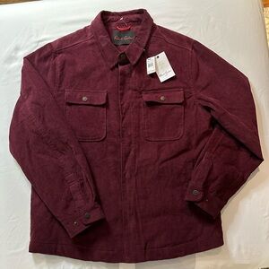 Robert Graham Men’s zipper Down Insulated Corduroy Burgundy Jacket Size L - NWT